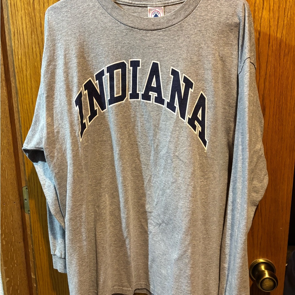Delta Gray Long Sleeve Tee with Indiana Print